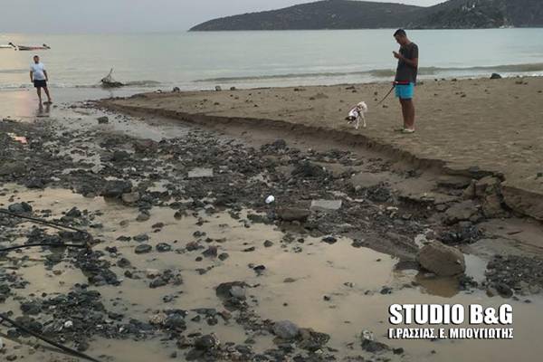 Μικρές οι ζημιές στην παραλία του Τολού από την καταιγίδα