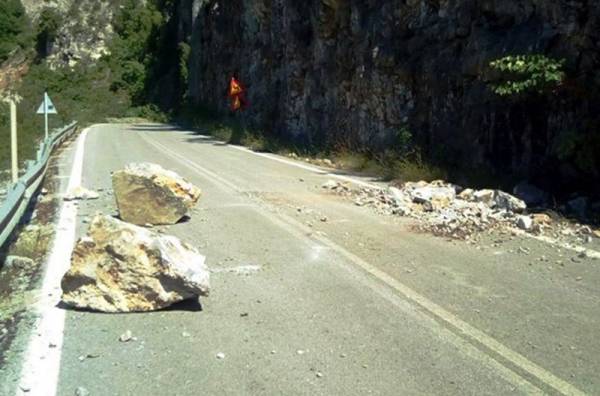 Ταΰγετος: Κλειστή η παλιά ΕΟ Καλαμάτας - Σπάρτης λόγω πτώσης βράχων