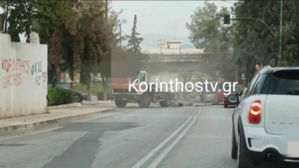 Κόρινθος: Γερανός φορτηγού χτύπησε σε γέφυρα και έπεσε σε ΙΧ